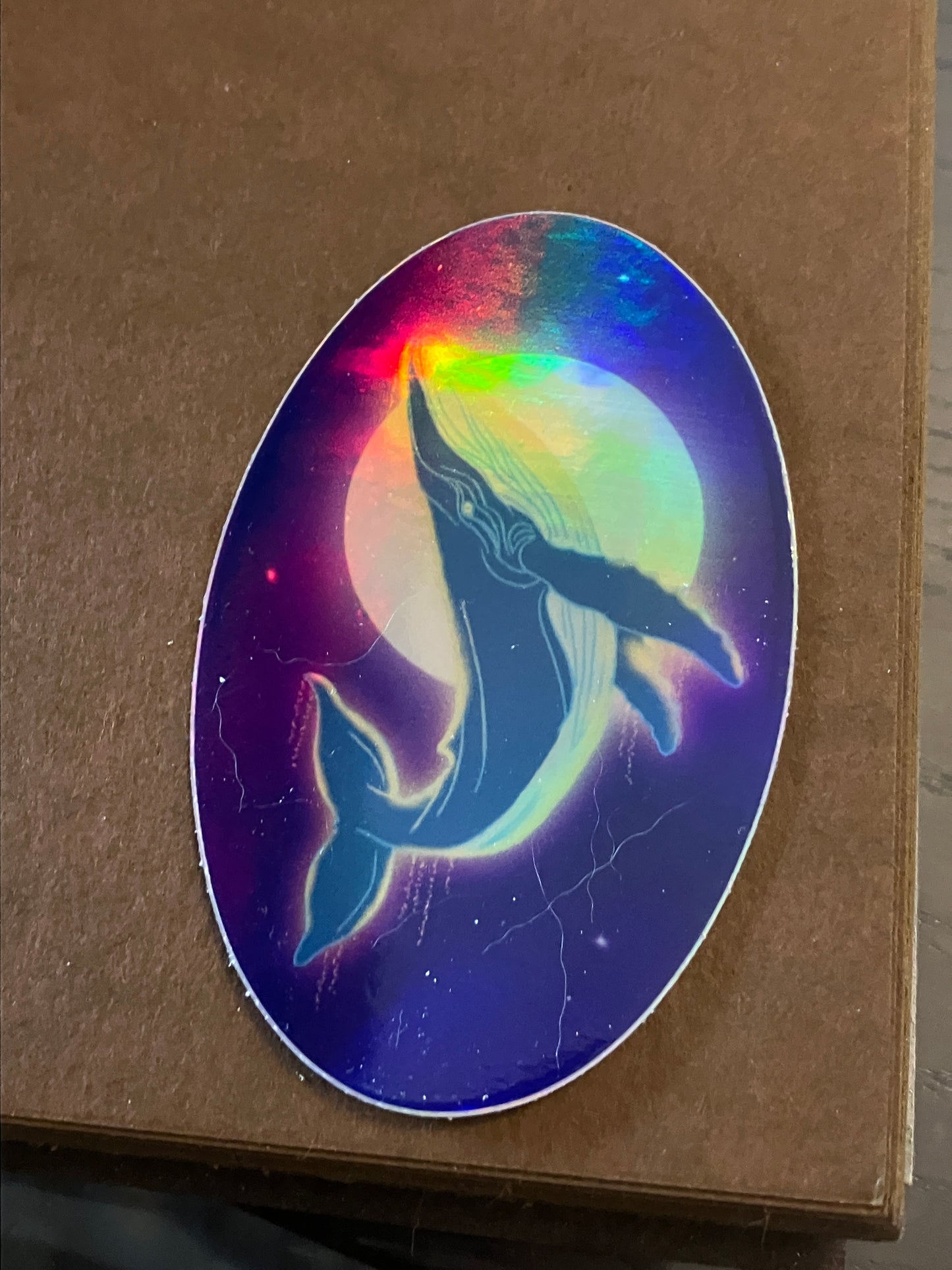Moon Whale – 3" Holographic Vinyl Sticker