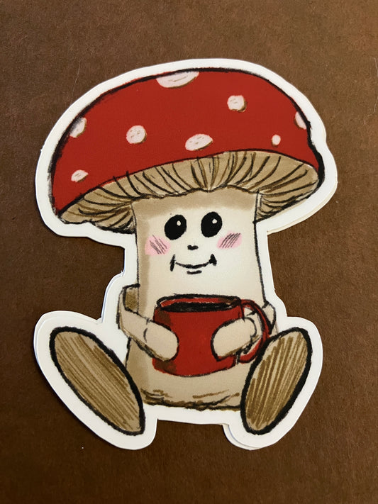 Cozy Shroom – 3" Vinyl Sticker
