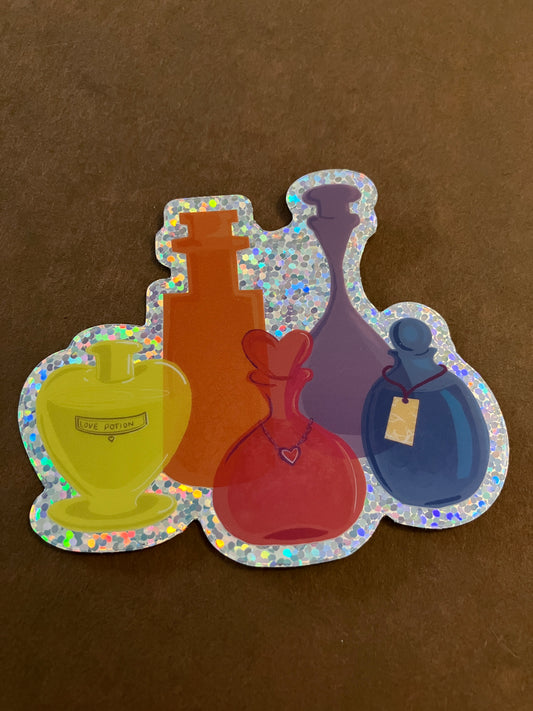 Potion Bottles – 3" Holo-glitter Vinyl Sticker