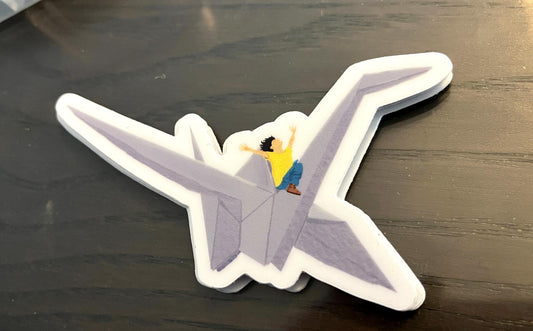 “Paper Crane Rider” – 3" Vinyl Sticker